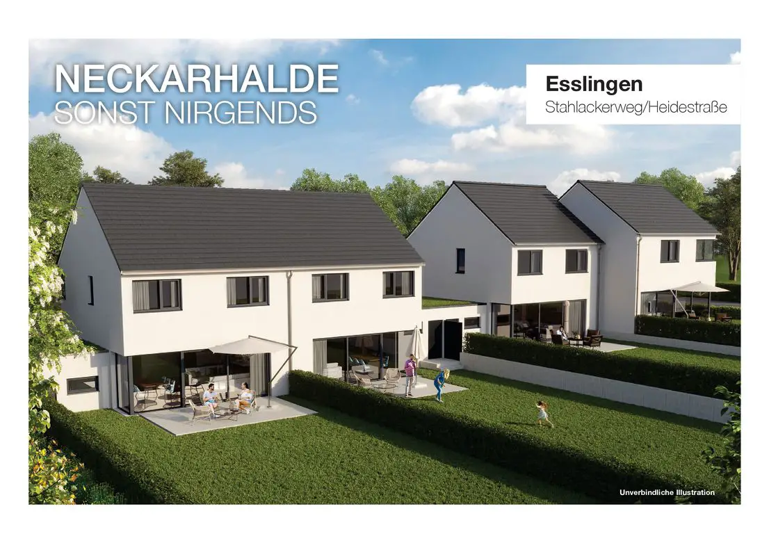 Visualisierung 1 -- NECKARHALDE "sonst nirgends" - Doppelhaushälften Esslingen, Stahlackerweg