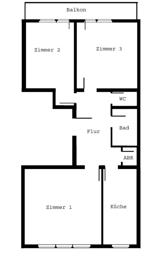 Grundriss -- City: helle, ruhige und gut geschnittene 3-Zimmer-Wohnung 