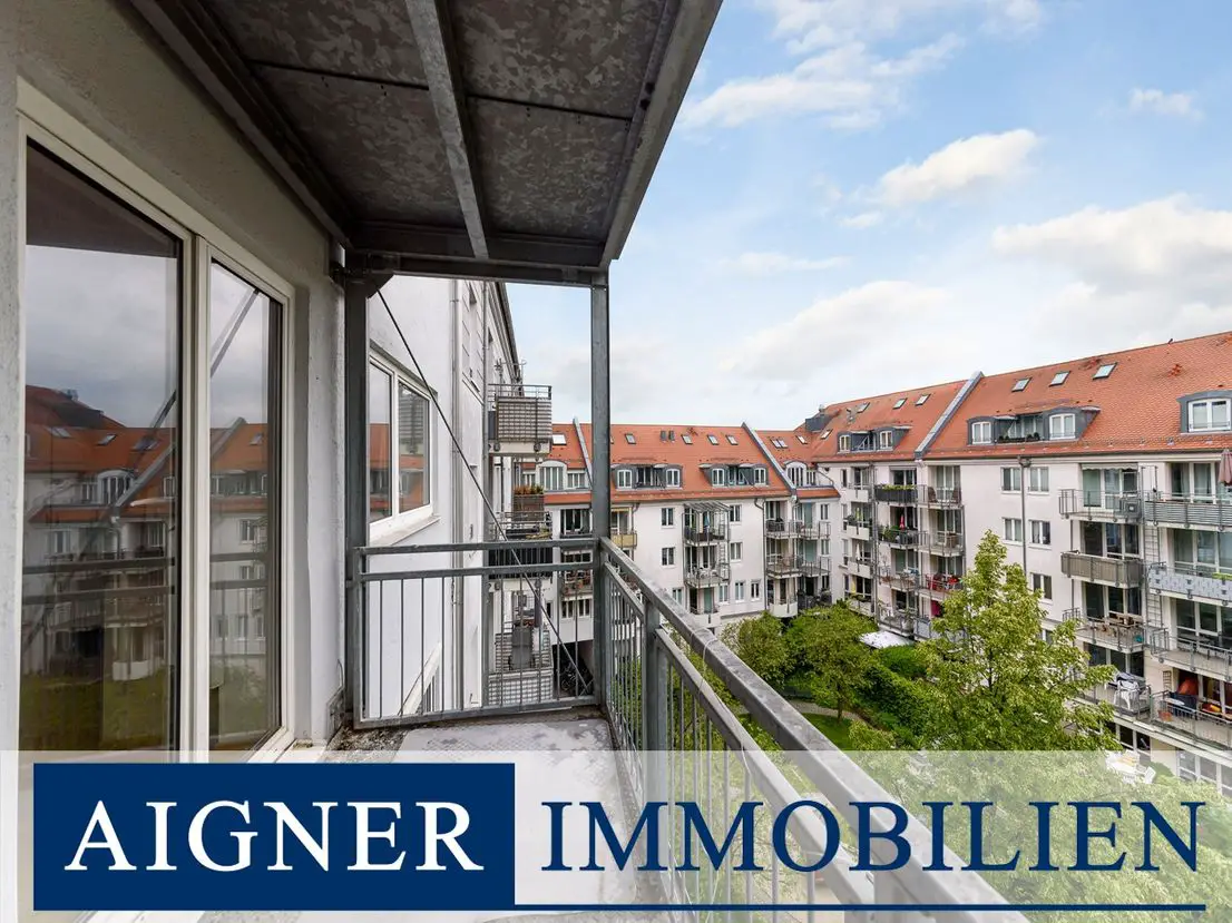 Balkon mit Blick in den Inn... -- AIGNER - Schwabing/ Nähe Nordbad - Super geschnittene Stadtwohnung