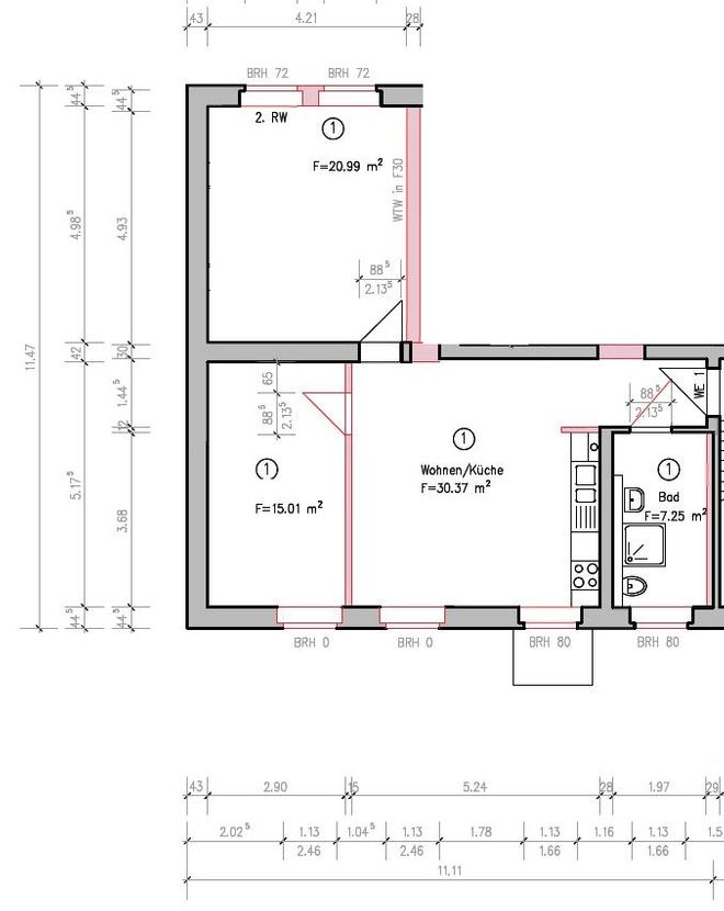 Wohnung 1 Grundriss -- Sehr helle freundliche ruhige Drei-Zimmer-Wohnung in Blumberg bei Berlin