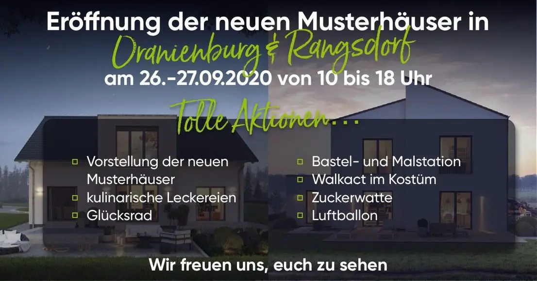 Eröffnung der neuen Musterhäus -- 2x Musterhaus NEUERÖFFNUNG 26.09. 2020 & 27.09.2020 bei MASSA HAUS Oranienburg