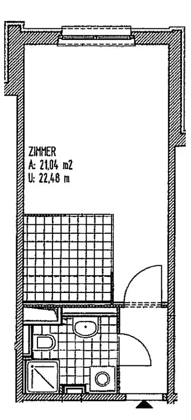 Grundriss -- 1-Raumwohnung mit Kochnische in Warnemünde
