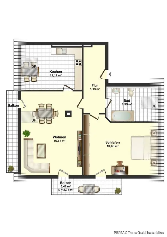 429cc96a-b4e7-4b39-b172-189e1b -- RE/MAX Grafing - Moderne 2-Zimmer-Dachgesschoss-Wohnung mit Balkon und Einbauküche