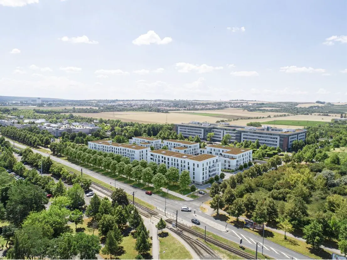 Luftbild EUROPAKARREE -- Richtig in Immobilien investieren - Ihre Erdgeschosswohnung im EUROPAKARREE Erfurt