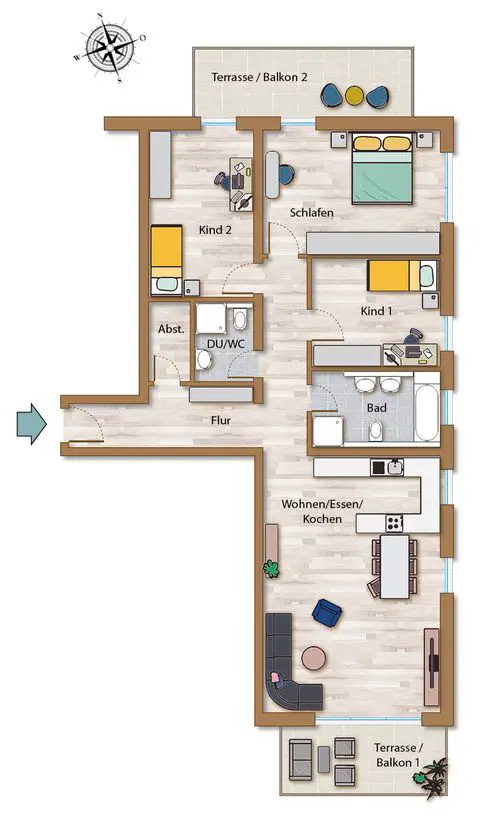 2-8-14-Wohnung4ZKB -- Neubau Wohnung mit 2 Balkonen in Nord-u.Südausrichtung!