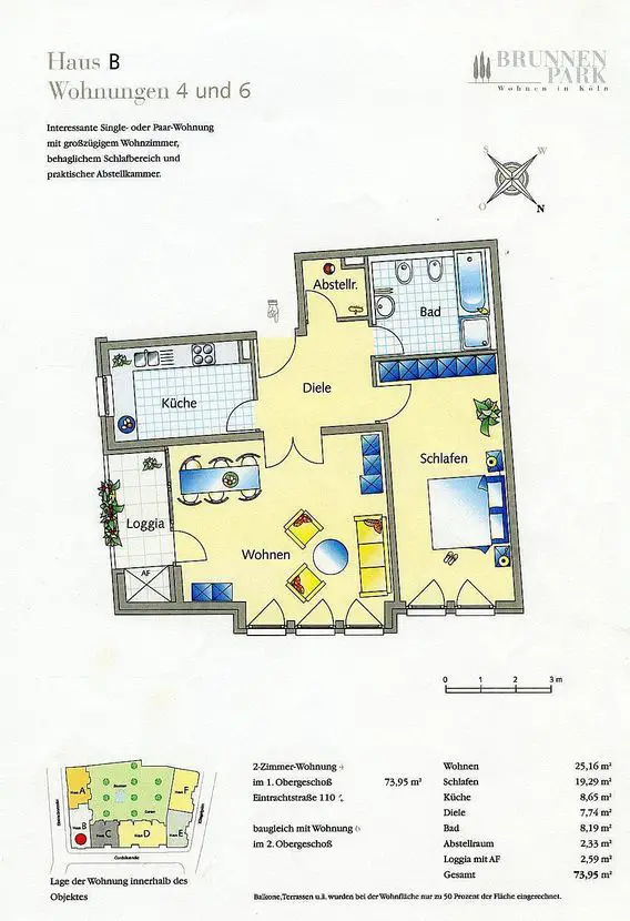 Grundriss B4 -- 2 Zimmer Wohnung mit Balkon und Küche - Im Herzen der Domstadt -