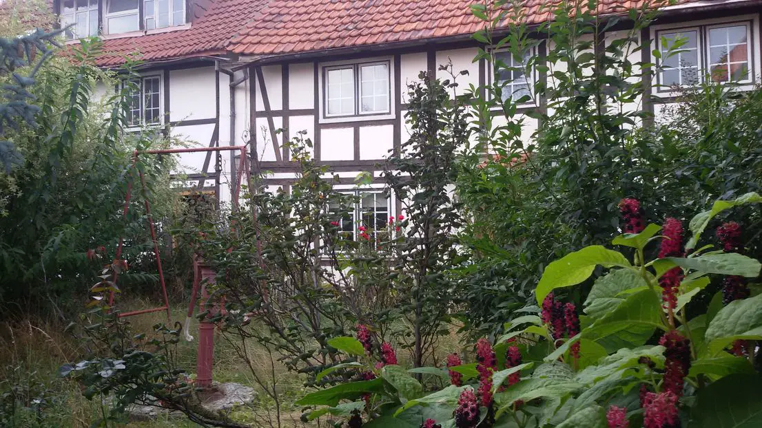 Ansicht Südseite und Garten -- Schönes Haus mit sieben Zimmern in Harz (Kreis), Ströbeck