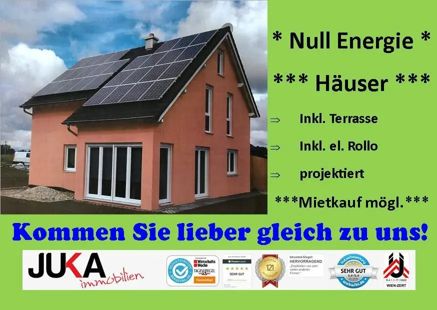 Juka Immobilien Bank- und Immo -- ***NULL-ENERGIE-HAUS ***, el. Rollo, Terrasse***Mietkauf ab...