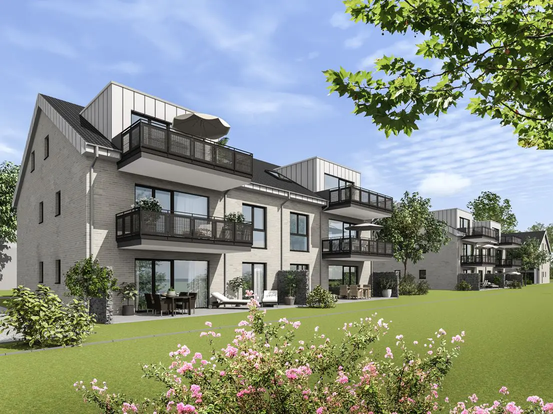 Visualisierung: Hausansicht -- Erstbezug Frühjahr 2021 - Moderne und hochwertige 3-Zimmer Wohnung in Berzdorf
