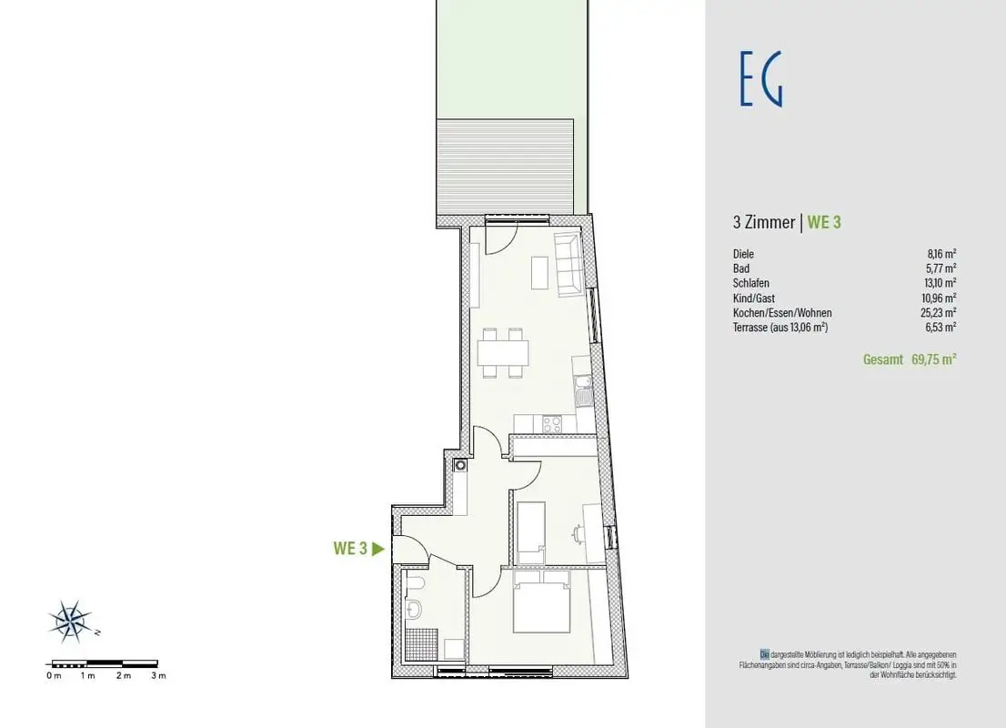 Grundriss WE3 -- Moderne Eigentumswohnungen – Zentrumsnah