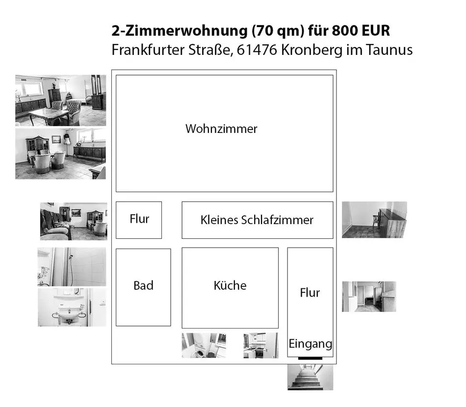 Grundriss_Wohnung -- Souterrain Wohnung mit zwei Räumen und Einbauküche in Kronberg im Taunus