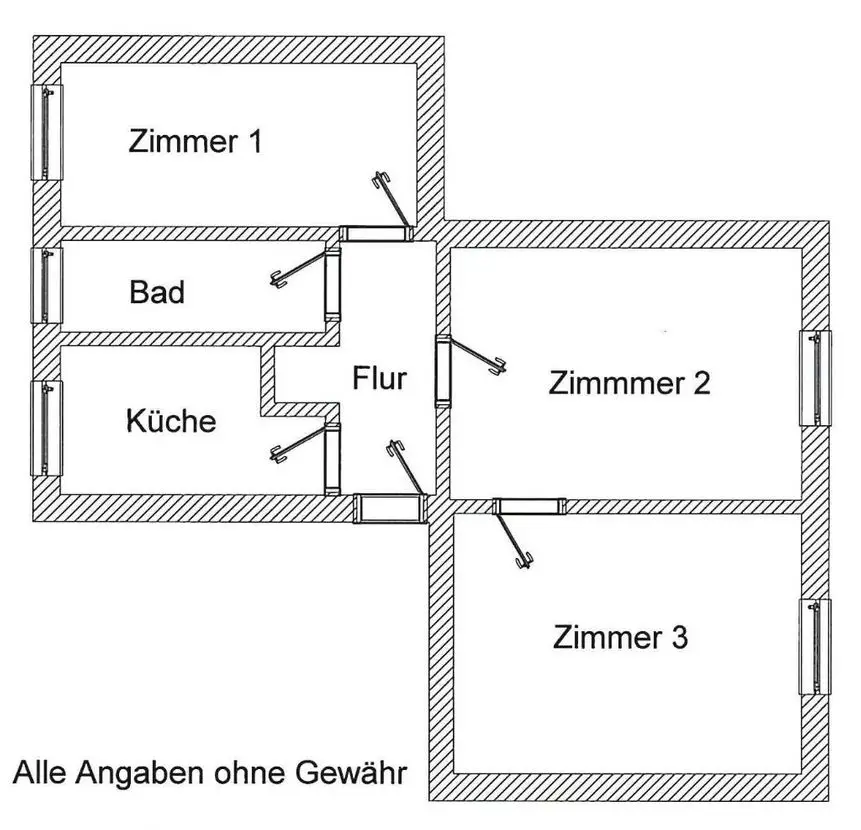 Grundriss -- 3-Raum Wohnung in Groß Schwiesow -382-