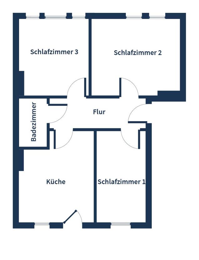 Grundriss 1. OG -- Gut aufgeteilte 3-Zimmer-Wohnung mit Dusche in Bremerhaven-Lehe