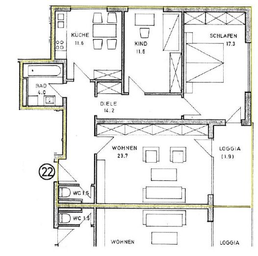 Grundriss -- 3-Zimmer Wohnung in Neu-Esting