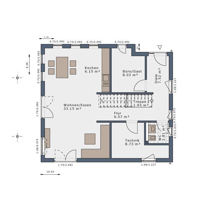 Grundriss Erdgeschoss -- Exklusiv für Sie – Verwirklichen Sie Ihren Traum vom Eigenheim mit Schwabenhaus