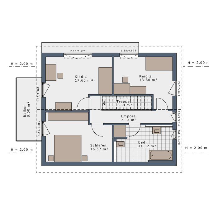 Grundriss Obergeschoss -- Exklusiv für Sie – Verwirklichen Sie Ihren Traum vom Eigenheim mit Schwabenhaus