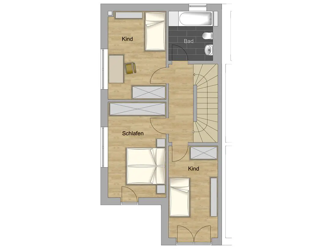 Grundriss 1. OG -- Familienfreundliche Doppelhaushälfte mit Dachterrasse und Garten in zukunftsorientierter Lage