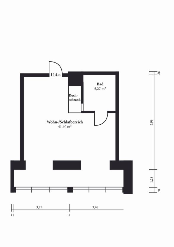 PV 114a -- Möbliertes 1-Zimmer-Appartement, gut geeignet für Singles oder Pendler - Palais Victoria