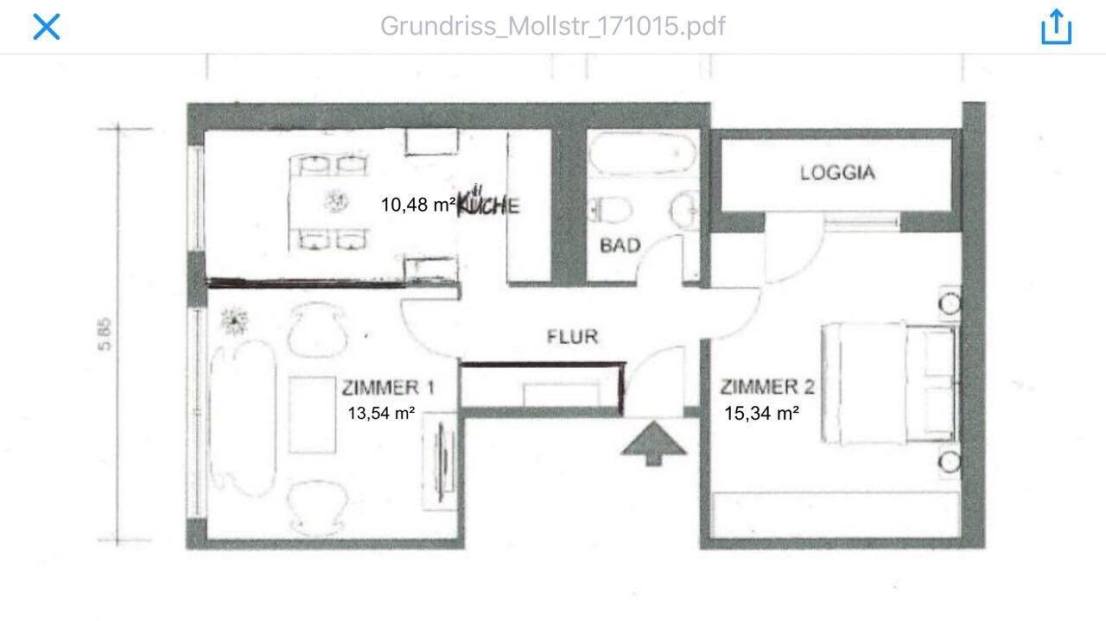 Mollstr Grundriss -- Hübsche, helle 2,5 Zimmer-Neubau-Wohnung mit Wohnküche, Balkon direkt am Alexanderplatz ab 01.03.20