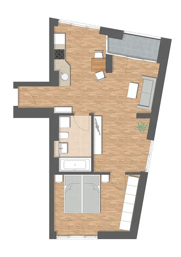 Grundriss -- Sonnige 2-Zimmerwohnung I Bodenheizung | Einbauküche | Balkon