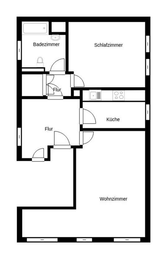 Grundriss Skizze  -- Eigennutzer aufgepasst: Helle 2-Zimmer Eigentumswohnung mit TG-Stellplatz in Falkensee