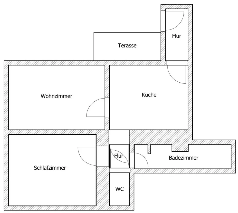 Grundriß -- Neuwertige 2-Zimmer-Erdgeschosswohnung mit Terasse und Einbauküche in Bad Peterstal-Griesbach