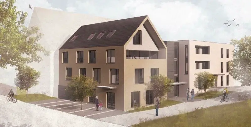 Vordere Straße Visualisierung -- 4-Zimmer-Wohnung Nr. 8 Am Fuße der schwäbischen Alb - Mehrfamilienhaus in Bissingen