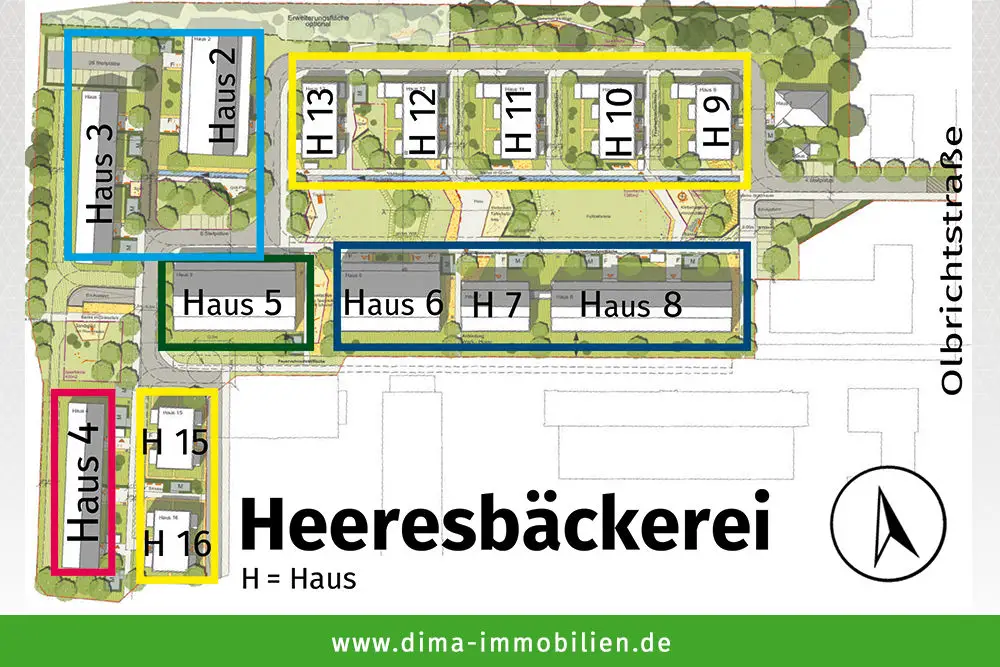 Lageplan -- ERSTBEZUG | Heeresbäckerei | Haus 4 + Westloggia + Duschbad + HWR + Fbhz. + TG-Stellplatz