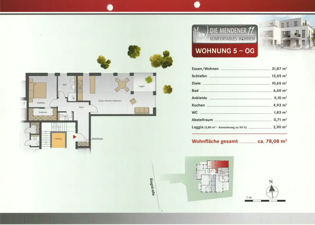 Grundriss Wohnung -- Erstbezug mit Balkon: exklusive 2-Zimmer-Wohnung in Sankt Augustin Menden