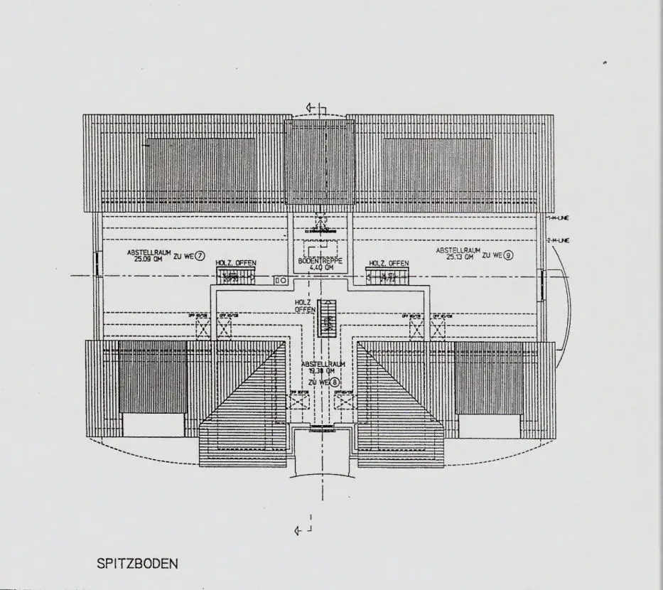 Grundriss-Beispiel Dachstudio -- Ruhiges Dachgeschoss-Maisonette, Südbalkon + Einbauküche + Kfz-Stellplatz. Provisionsfrei!