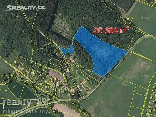 Prodej  lesa 25 693 m², Stříbrná Skalice - Hradec, okres Praha-východ