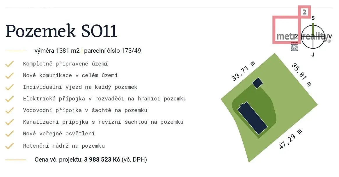 Prodej  stavebního pozemku 1 381 m², Bouzov, okres Olomouc