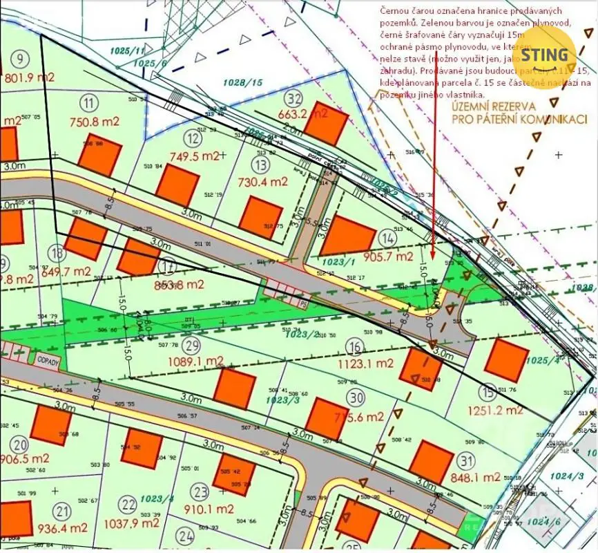 Prodej  stavebního pozemku 6 520 m², Rudolfov, okres České Budějovice