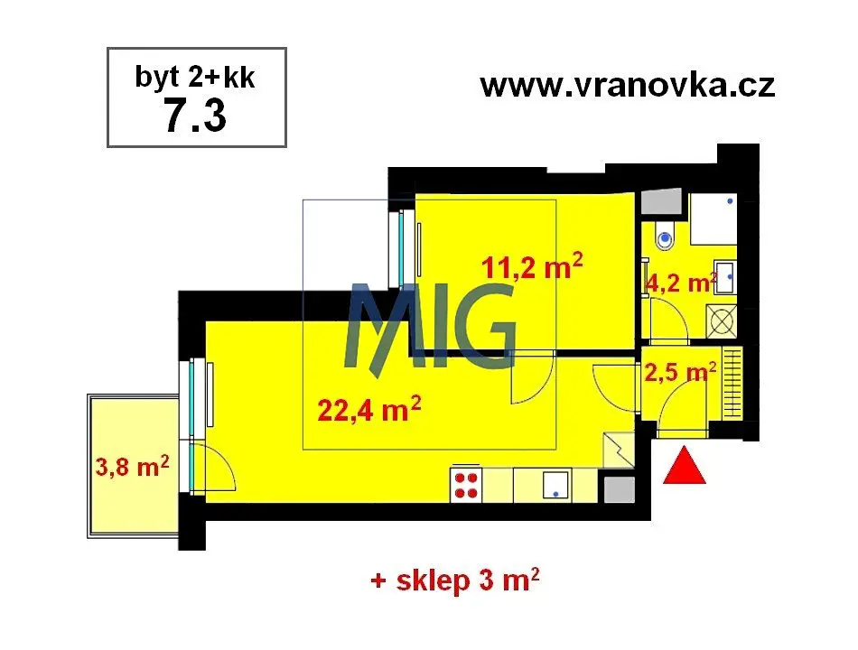 Prodej bytu 2+kk 42 m², Vranovská, Brno - Zábrdovice