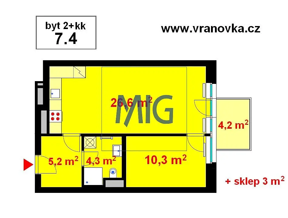 Prodej bytu 2+kk 49 m², Vranovská, Brno - Zábrdovice