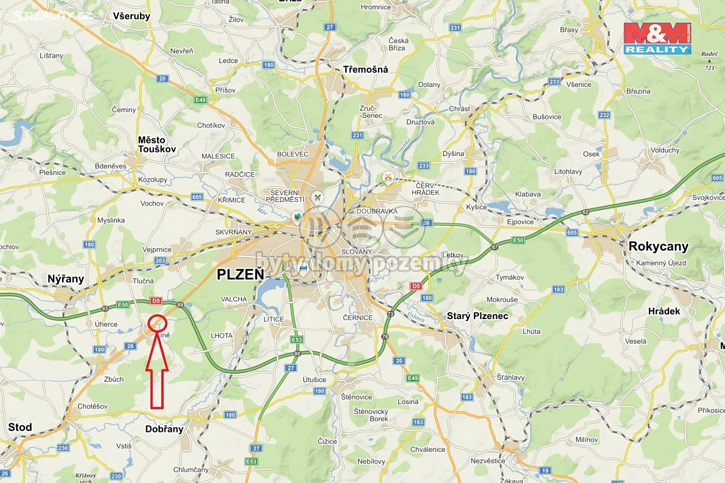 Prodej  stavebního pozemku 71 206 m², Líně, okres Plzeň-sever