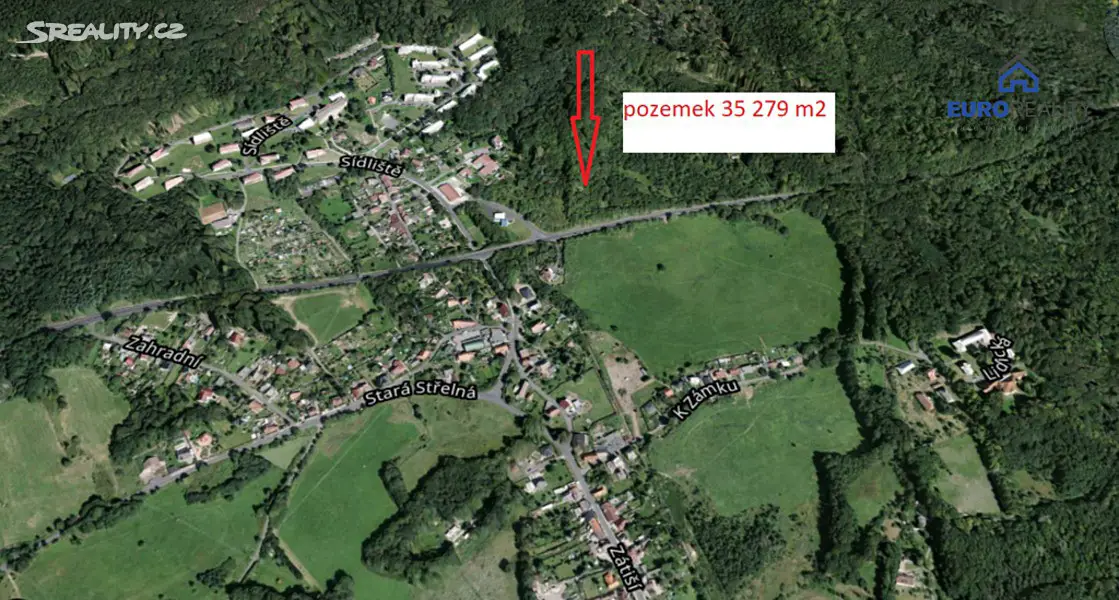 Prodej  stavebního pozemku 35 279 m², Košťany, okres Teplice