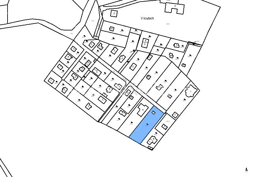 Prodej  stavebního pozemku 1 498 m², V Koutech, Jesenice - Osnice