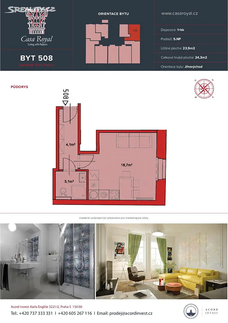 Prodej bytu 1+kk 24 m², Španělská, Praha 2 - Vinohrady