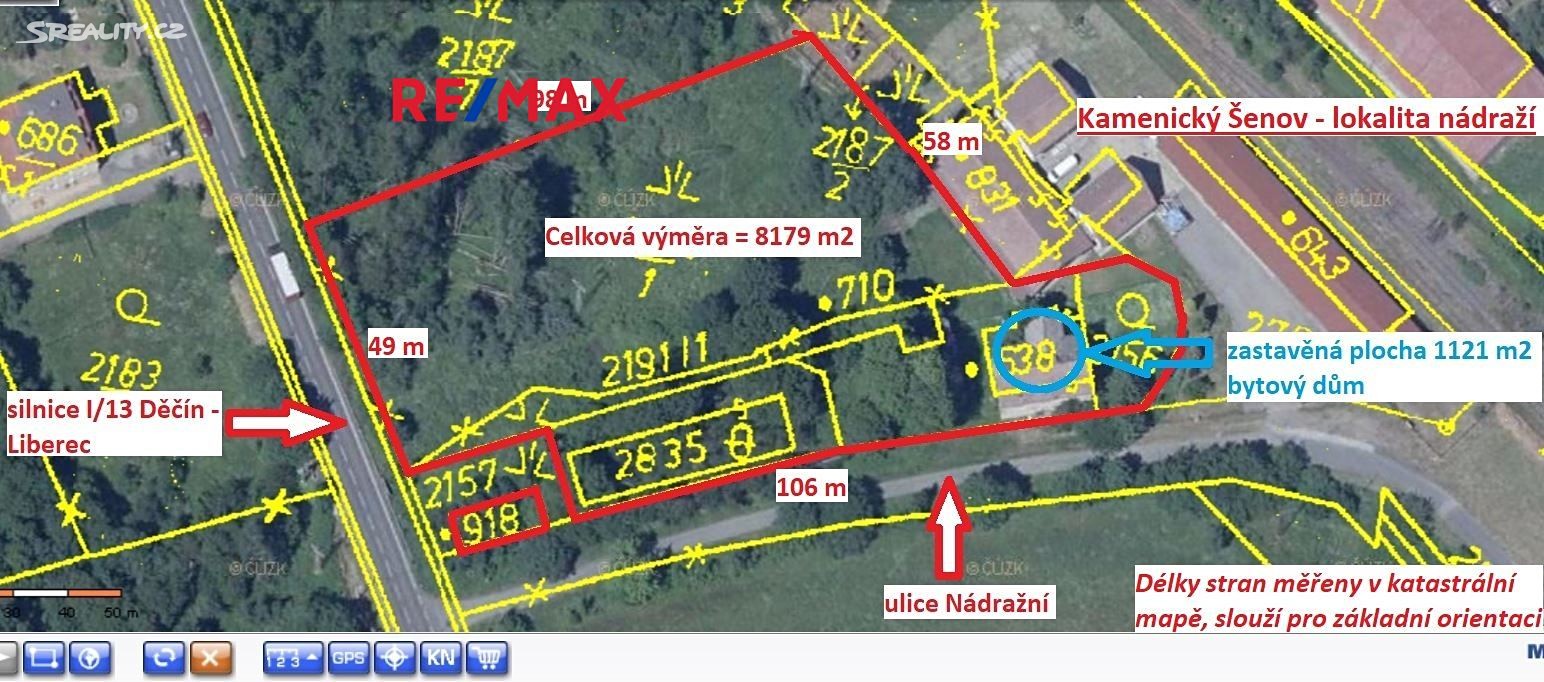 Prodej  komerčního pozemku 8 179 m², Kamenický Šenov, okres Česká Lípa