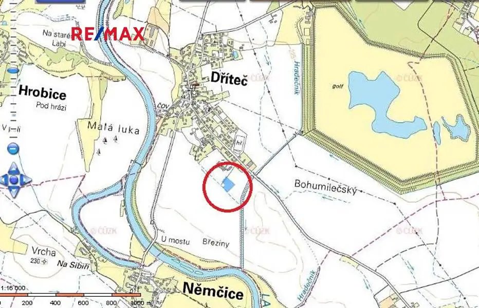 Prodej  stavebního pozemku 6 004 m², Dříteč, okres Pardubice