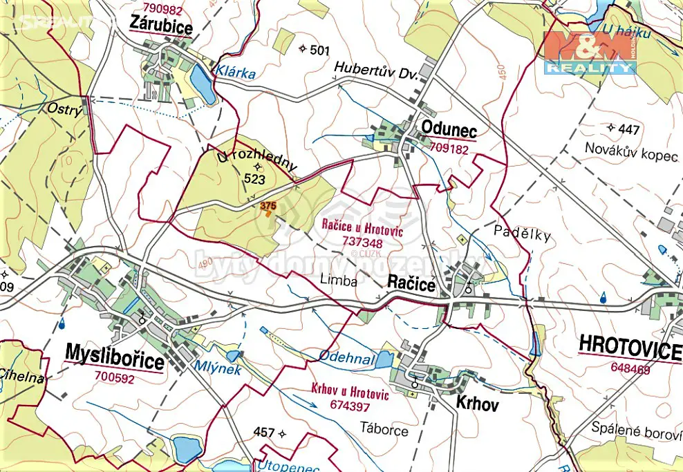 Prodej  lesa 942 m², Račice, okres Třebíč
