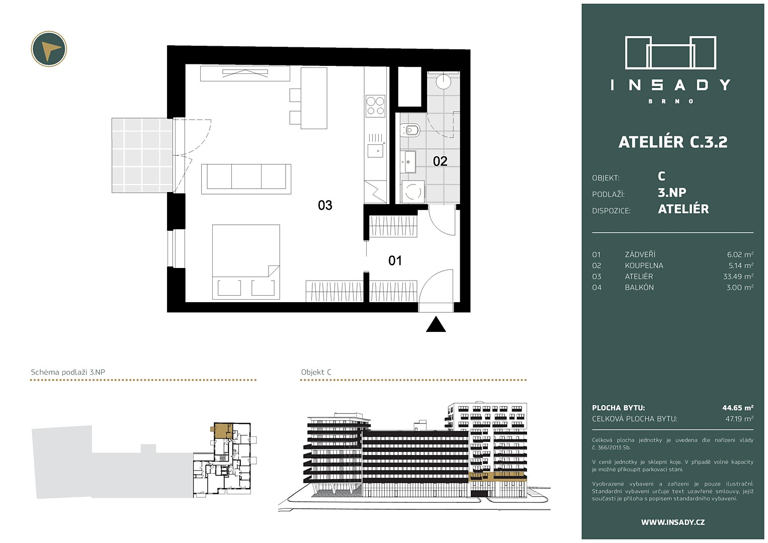 Prodej bytu 1+kk 47 m², Nové sady, Brno - Staré Brno