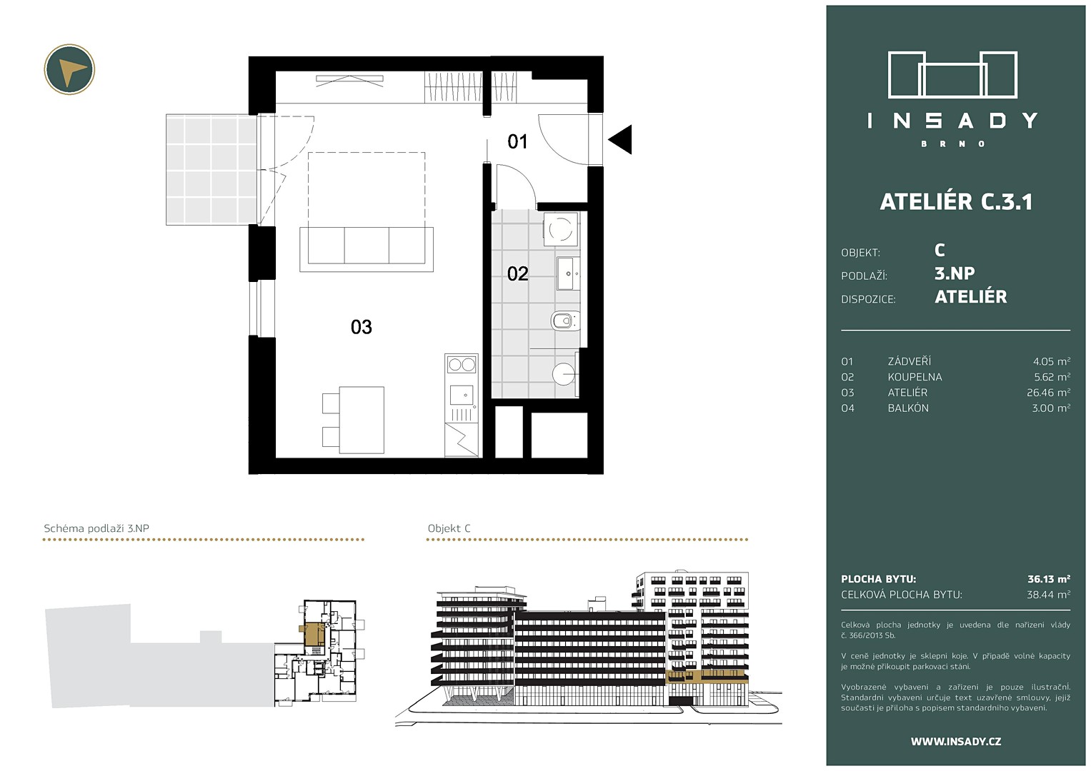 Prodej bytu 1+kk 38 m², Nové sady, Brno - Staré Brno