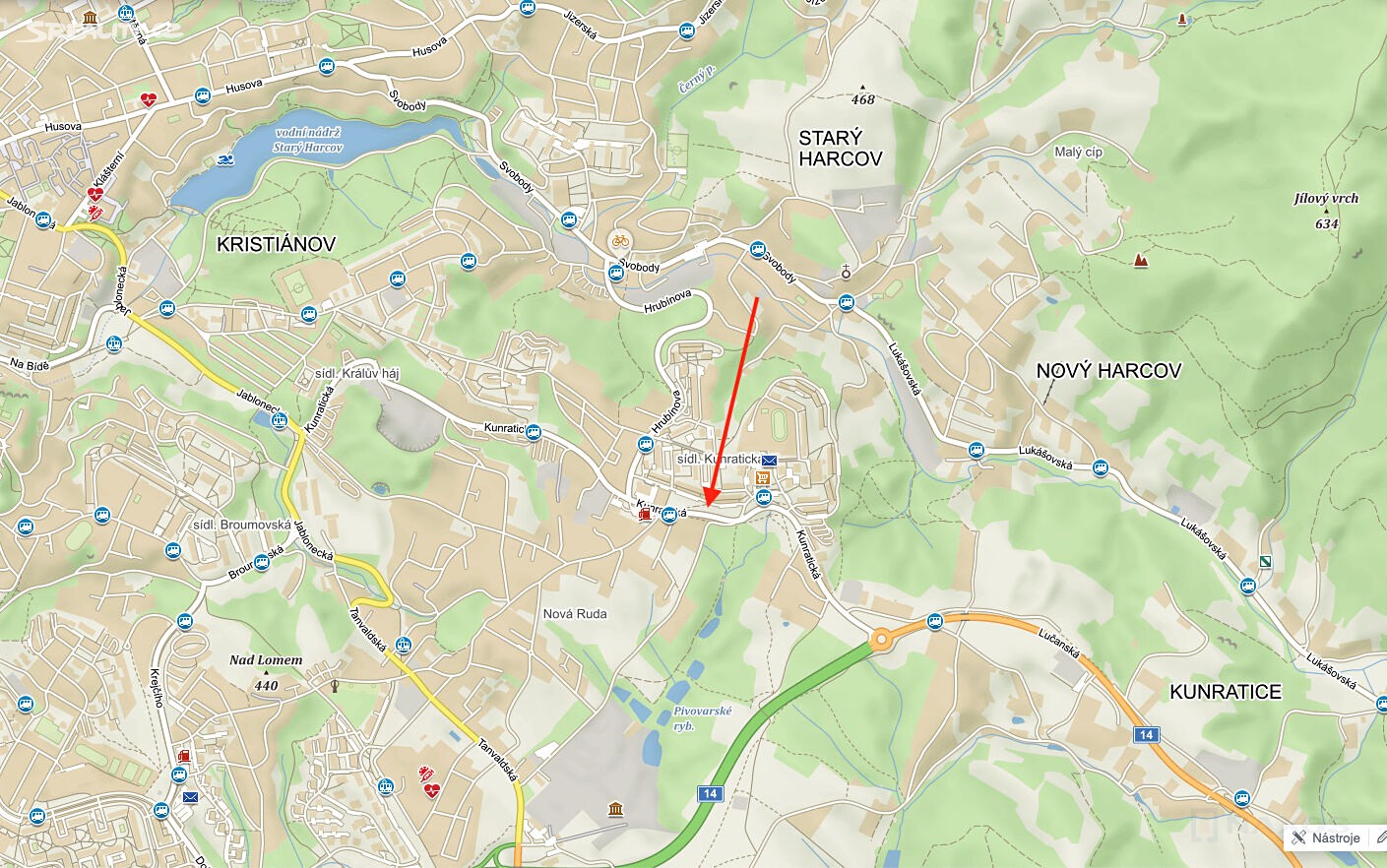 Prodej  komerčního pozemku 8 023 m², Olbrachtova, Liberec - Liberec XV-Starý Harcov