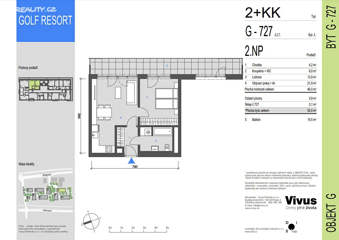 Prodej bytu 2+kk 53 m², V náklích, Praha - Hodkovičky
