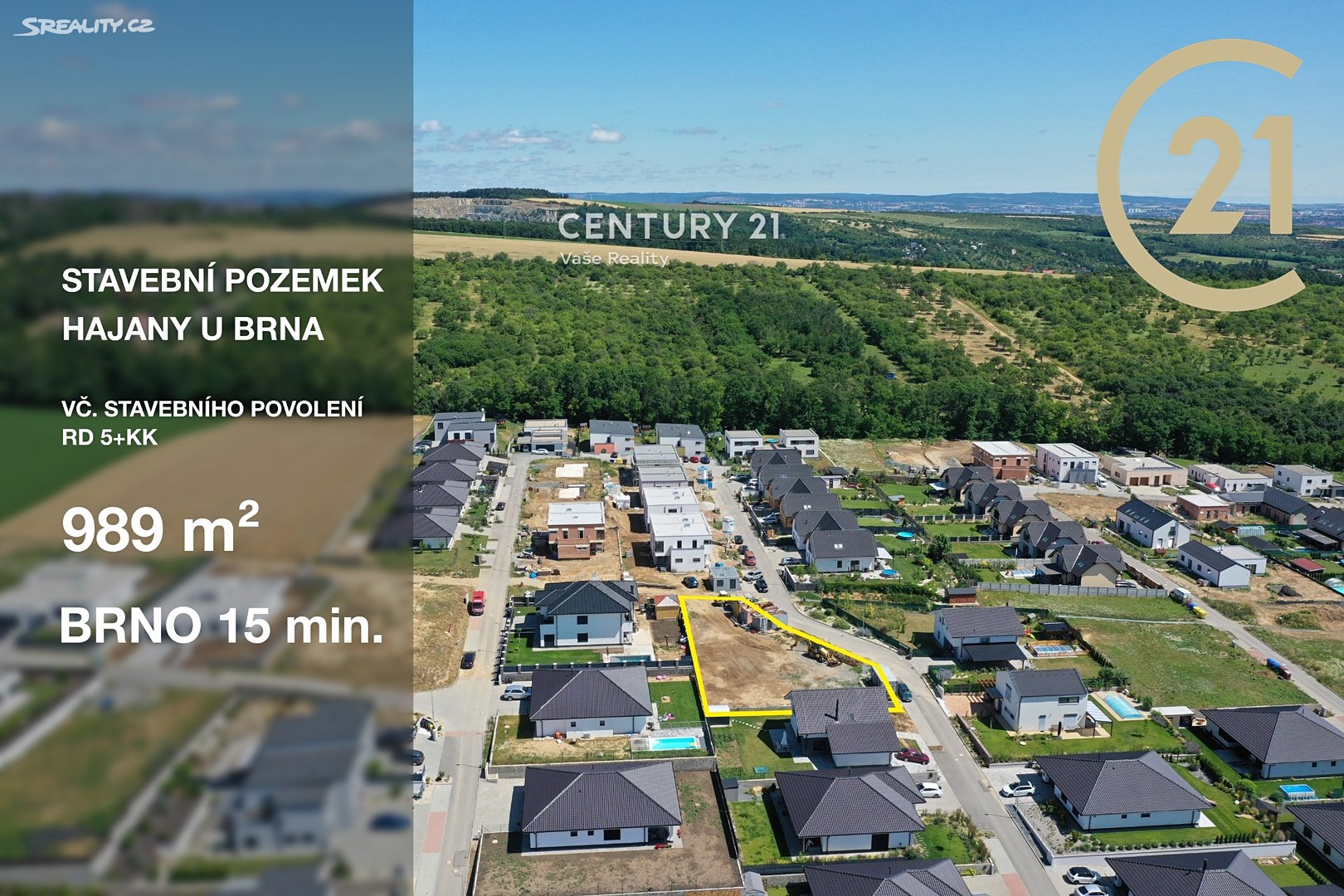 Prodej  stavebního pozemku 989 m², Hajany, okres Brno-venkov
