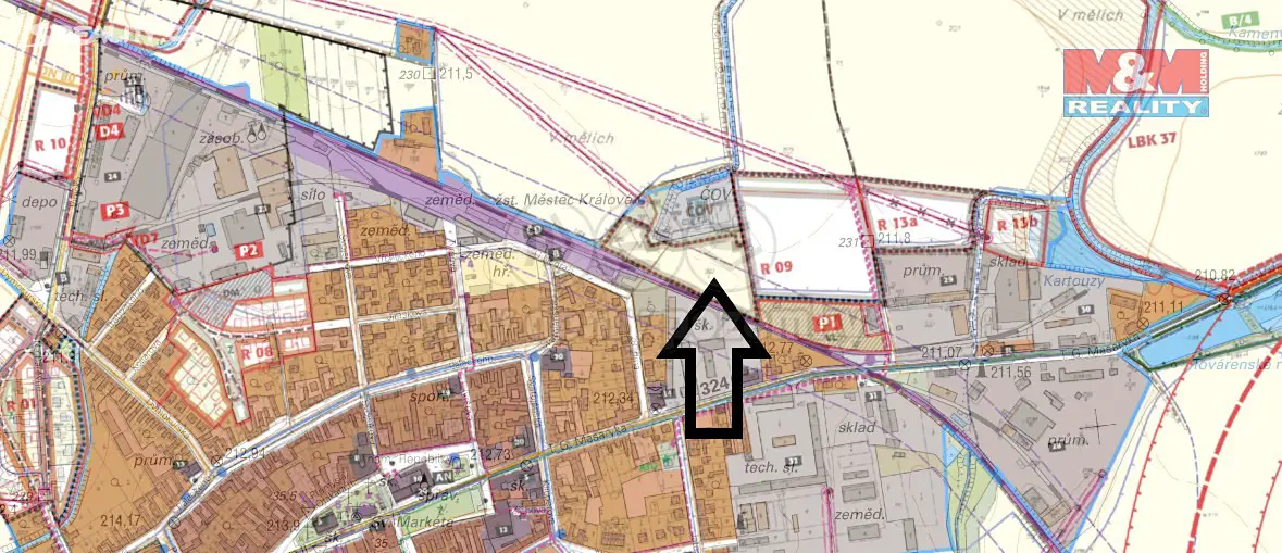 Prodej  komerčního pozemku 10 397 m², Městec Králové, okres Nymburk