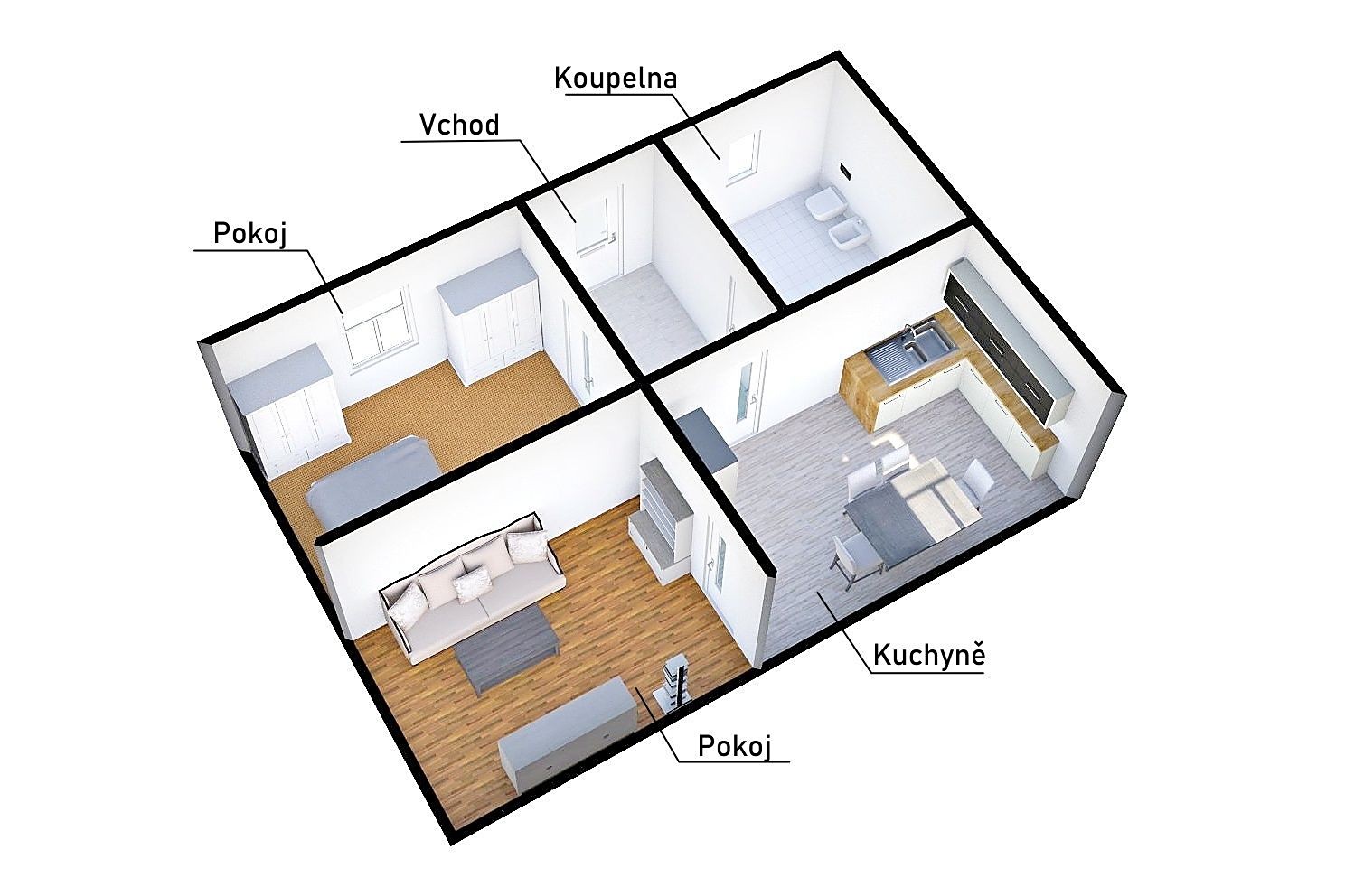 Prodej  rodinného domu 52 m², pozemek 175 m², Běšiny - Hořákov, okres Klatovy