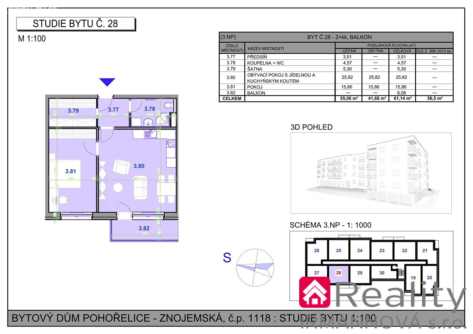 Prodej bytu 2+kk 61 m², Znojemská, Pohořelice